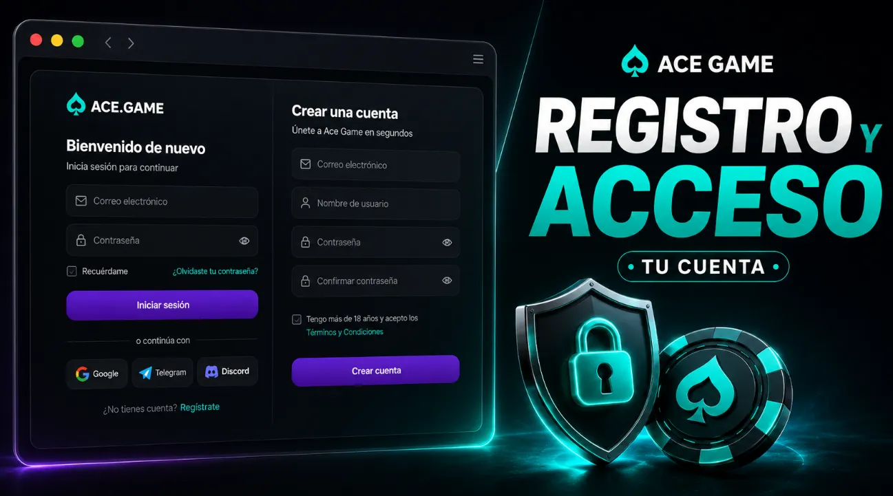 Registro y acceso a la cuenta de Ace Game